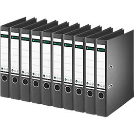 LEITZ® Ordner 1007/1008, DIN A4, Rückenbreite 52 mm, 10 Stück, schwarz