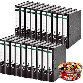 LEITZ® Ordner 1050 + 750 g HARIBO Color-Rado Party-Box, DIN A4, Rückenbreite 52 mm, 20 Stück, schwarz
