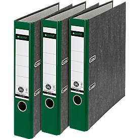 LEITZ® Ordner 1050, DIN A4, Rückenbreite 52 mm, Griffloch, geklebtes Rückenschild, Hartpappe, 1 Stück, grün