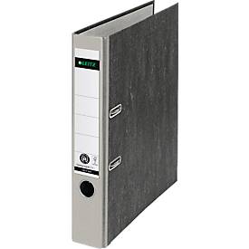 LEITZ® Ordner 1050, DIN A4, Rückenbreite 52 mm, Griffloch, geklebtes Rückenschild, Hartpappe, 20 Stück, grau