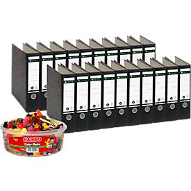 LEITZ® ordner 1080 + 1 kg HARIBO Color-Rado, A4, rugbreedte 80 mm, 20 stuks, zwart