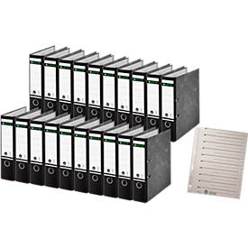 LEITZ® Ordner 1080, A4, 80 mm, Karton, Wolkenmarmor, 20 Stück + 1 x LEITZ® Trennblätter