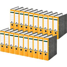 LEITZ® Ordner 1080, DIN A4, Rückenbreite 80 mm, Griffloch, geklebtes Rückenschild, Hartpappe, 20 Stück, gelb