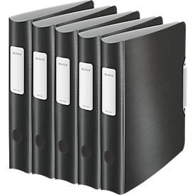 LEITZ® Ordner Active Style, DIN A4, Rückenbreite 65 mm, 5 Stück, satin schwarz
