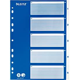 LEITZ® PP-indexbladen met blauw dekblad, cijfers 1-5