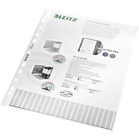 LEITZ Prospekthülle 4704, DIN A4, oben offen, 100 Stück, genarbt, transparent, 0,10 mm