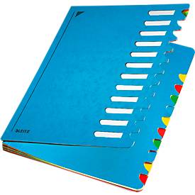 Leitz Pult-Ordner A4, mit 12 Fächern, aus langlebigem Karton, blau