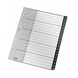 Leitz® Registermappe Recycle, A4, beschreibbar, Universalllochung, zu 100 % recycelbar, Kunststoff, schwarz, Taben 1-20