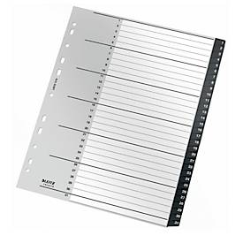 Leitz® Registermappe Recycle, A4, beschreibbar, Universalllochung, zu 100 % recycelbar, Kunststoff, schwarz, Taben 1-31