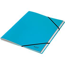 Leitz® Sammelmappe Recycle, A4, 12 Fächer mit Blanko-Taben, Inhaltsverzeichnis, Gummibandverschluss, 100 % recycelbar, Karton, blau