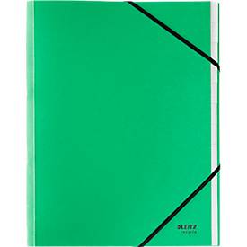 Leitz® Sammelmappe Recycle, A4, 12 Fächer mit Blanko-Taben, Inhaltsverzeichnis, Gummibandverschluss, 100 % recycelbar, Karton, grün