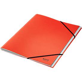 Leitz® Sammelmappe Recycle, A4, 12 Fächer mit Blanko-Taben, Inhaltsverzeichnis, Gummibandverschluss, 100 % recycelbar, Karton, rot