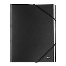 Leitz® Sammelmappe Recycle, A4, 12 Fächer mit Blanko-Taben, Inhaltsverzeichnis, Gummibandverschluss, 100 % recycelbar, Karton, schwarz