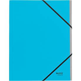 Leitz® Sammelmappe Recycle, A4, 6 Fächer mit Blanko-Taben, Inhaltsverzeichnis, Gummibandverschluss, 100 % recycelbar, Karton, blau