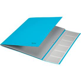 Leitz® Sammelmappe Recycle, A4, 6 Fächer mit Blanko-Taben, Inhaltsverzeichnis, Gummibandverschluss, 100 % recycelbar, Karton, blau