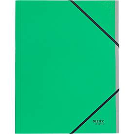 Leitz® Sammelmappe Recycle, A4, 6 Fächer mit Blanko-Taben, Inhaltsverzeichnis, Gummibandverschluss, 100 % recycelbar, Karton, grün