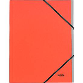 Leitz® Sammelmappe Recycle, A4, 6 Fächer mit Blanko-Taben, Inhaltsverzeichnis, Gummibandverschluss, 100 % recycelbar, Karton, rot