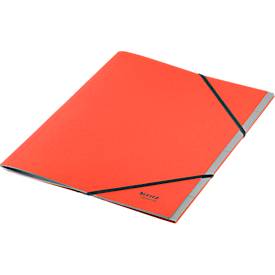 Leitz® Sammelmappe Recycle, A4, 6 Fächer mit Blanko-Taben, Inhaltsverzeichnis, Gummibandverschluss, 100 % recycelbar, Karton, rot