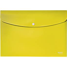 Leitz® Sammelmappe Recycle, Format A4, Druckknopfverschluss, blickdicht, 100 % recycelbar, Blauer Engel, Recyclingkunststoff, gelb