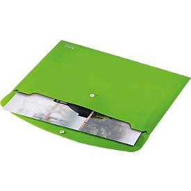 Leitz® Sammelmappe Recycle, Format A4, Druckknopfverschluss, blickdicht, 100 % recycelbar, Blauer Engel, Recyclingkunststoff, grün