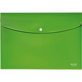Leitz® Sammelmappe Recycle, Format A4, Druckknopfverschluss, blickdicht, 100 % recycelbar, Blauer Engel, Recyclingkunststoff, grün