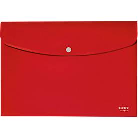 Leitz® Sammelmappe Recycle, Format A4, Druckknopfverschluss, blickdicht, 100 % recycelbar, Blauer Engel, Recyclingkunststoff, rot