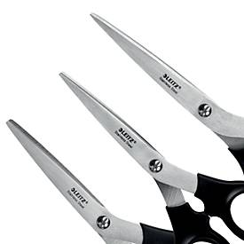 LEITZ® Schere 5423, ergonomischer Griff, für Links-/Rechtshänder geeignet, L 165 mm, rostfreier Stahl/Kunststoff, schwarz