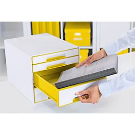 LEITZ® Schubladenbox WOW CUBE 5213, 4 Schübe, DIN A4, Polystyrol, gelb