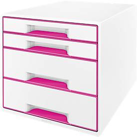 LEITZ® Schubladenbox WOW CUBE 5213, 4 Schübe, DIN A4, Polystyrol, pink