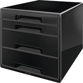 LEITZ® Schubladenbox WOW CUBE 5213, 4 Schübe, DIN A4, Polystyrol, schwarz