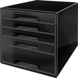 LEITZ® Schubladenbox WOW CUBE 5214, 5 Schübe, DIN A4, Polystyrol, schwarz