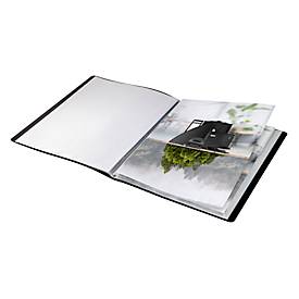 Leitz® Sichtbuch Recycle, A4, 20 dokumentenechte Sichthüllen, bis zu 2 Blatt/Hülle, Rückenschild, 100 % recycelbar, Kunststoff, schwarz