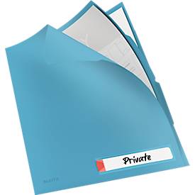 Leitz® Sichthülle Cosy Privacy, blickdicht, DIN A4, bis zu 40 Blatt, 3 Fächer, Beschriftungsschild, 3 Stück, blau