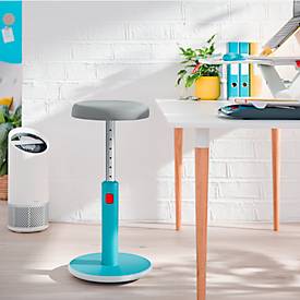 Leitz Sitz- & Stehhocker Ergo Cosy Active, B 370 x T 370 x H 460 - 790 mm, bis 110 kg, Sanftes Blau
