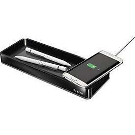 Leitz Stifteschale Duo Colour 53650095, Qi-Ladegerät, Polystyrol, schwarz/grau, 26,6 x 2,8 x 10,1 cm
