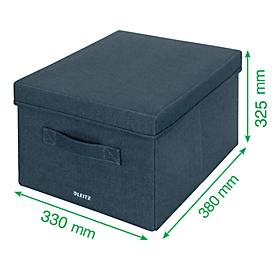 Leitz Stoff-Aufbewahrungsbox mit Deckel, groß, faltbar, 2er-Pack, 330 x 380 x 325 mm, samtgrau