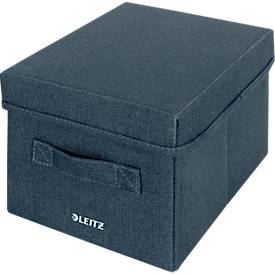 Leitz Stoff-Aufbewahrungsbox mit Deckel, klein, faltbar, 2er-Pack, 190 x 285 x 160 mm, samtgrau