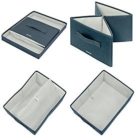 Leitz Stoff-Aufbewahrungsbox mit Deckel, mittel, faltbar, 2er-Pack, 285 x 380 x 203 mm, samtgrau