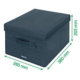 Leitz Stoff-Aufbewahrungsbox mit Deckel, mittel, faltbar, 2er-Pack, 285 x 380 x 203 mm, samtgrau