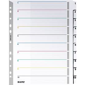 LEITZ® Wiederbeschreibbare Kartonregister, Zahlen 1-10, mit Lochung