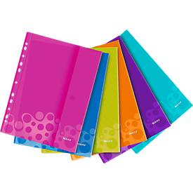 LEITZ® Wow Prospekthülle, DIN A4, mit Seitenklappe, 6 Stück