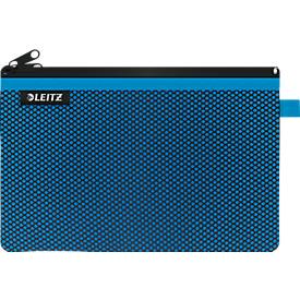 Leitz WOW Traveller Zip-Beutel, durchsichtiges Netzfach & blickdichtes Fach, Größe L, blau