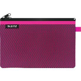 Leitz WOW Traveller Zip-Beutel, durchsichtiges Netzfach & blickdichtes Fach, Größe L, pink