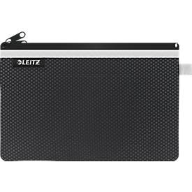 Leitz WOW Traveller Zip-Beutel, durchsichtiges Netzfach & blickdichtes Fach, Größe L, schwarz