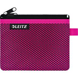 Leitz WOW Traveller Zip-Beutel, durchsichtiges Netzfach & blickdichtes Fach, Größe S, pink