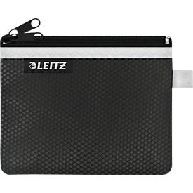 Leitz WOW Traveller Zip-Beutel, durchsichtiges Netzfach & blickdichtes Fach, Größe S, schwarz