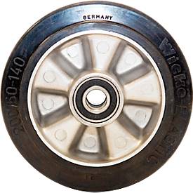 Lenkrad für Hubwagen, inkl. Lager, Ø 200 x B 50 mm, Vollgummi, silber