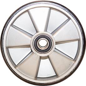 Lenkrad für Hubwagen, inkl. Lager, spurlos, Ø 180 x B 50 mm, Polyurethan, silber
