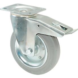 Lenkrolle aus Vollgummi mit Feststeller