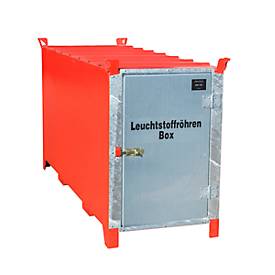 Leuchtstoffröhrenbox BAUER SL 200, Stahlblech, unterfahrbar, abschließbar, Tür verzinkt, B 2100 x T 770 x H 1125 mm, rot